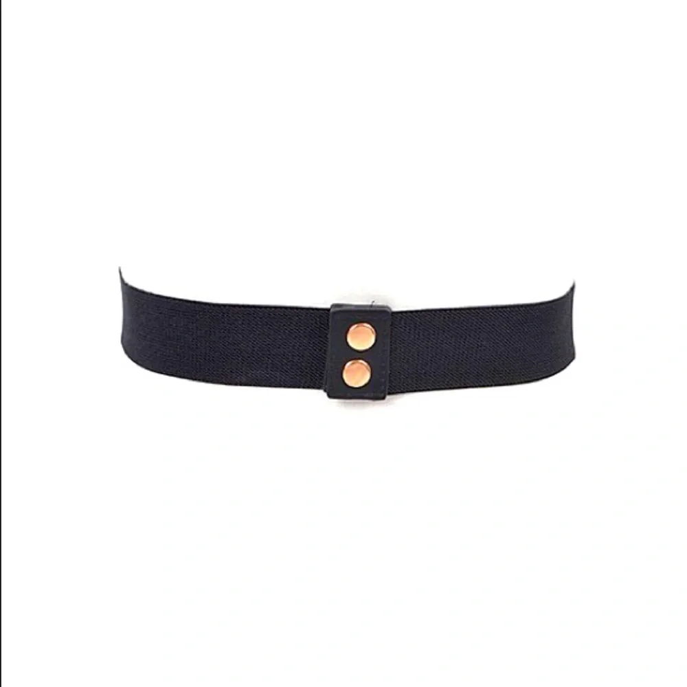 Plus Size Chunky Black & Gold Metal Elastic Statement Belt